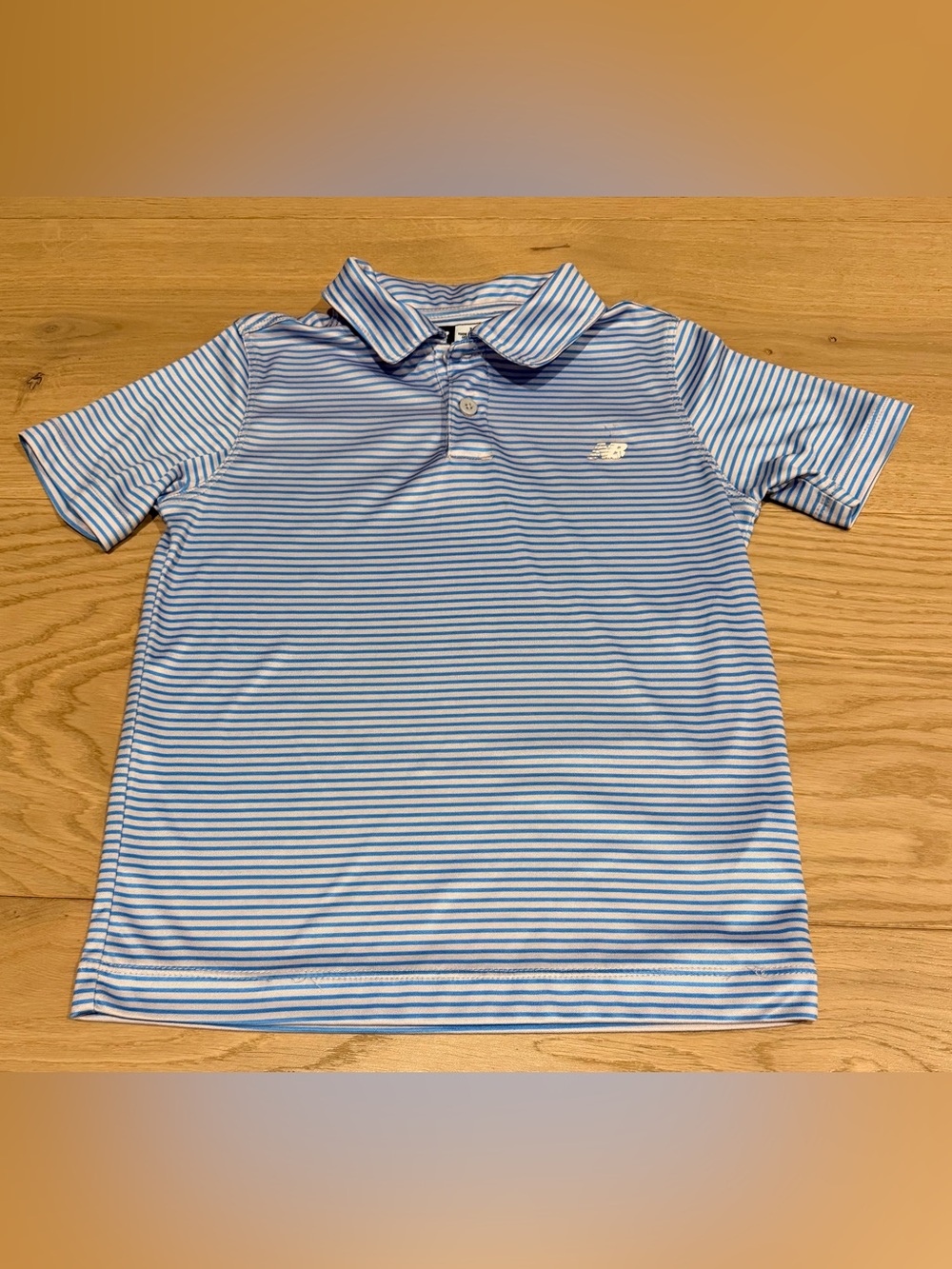 New Balance Blue Striped Kids Polo Shirt Size 7